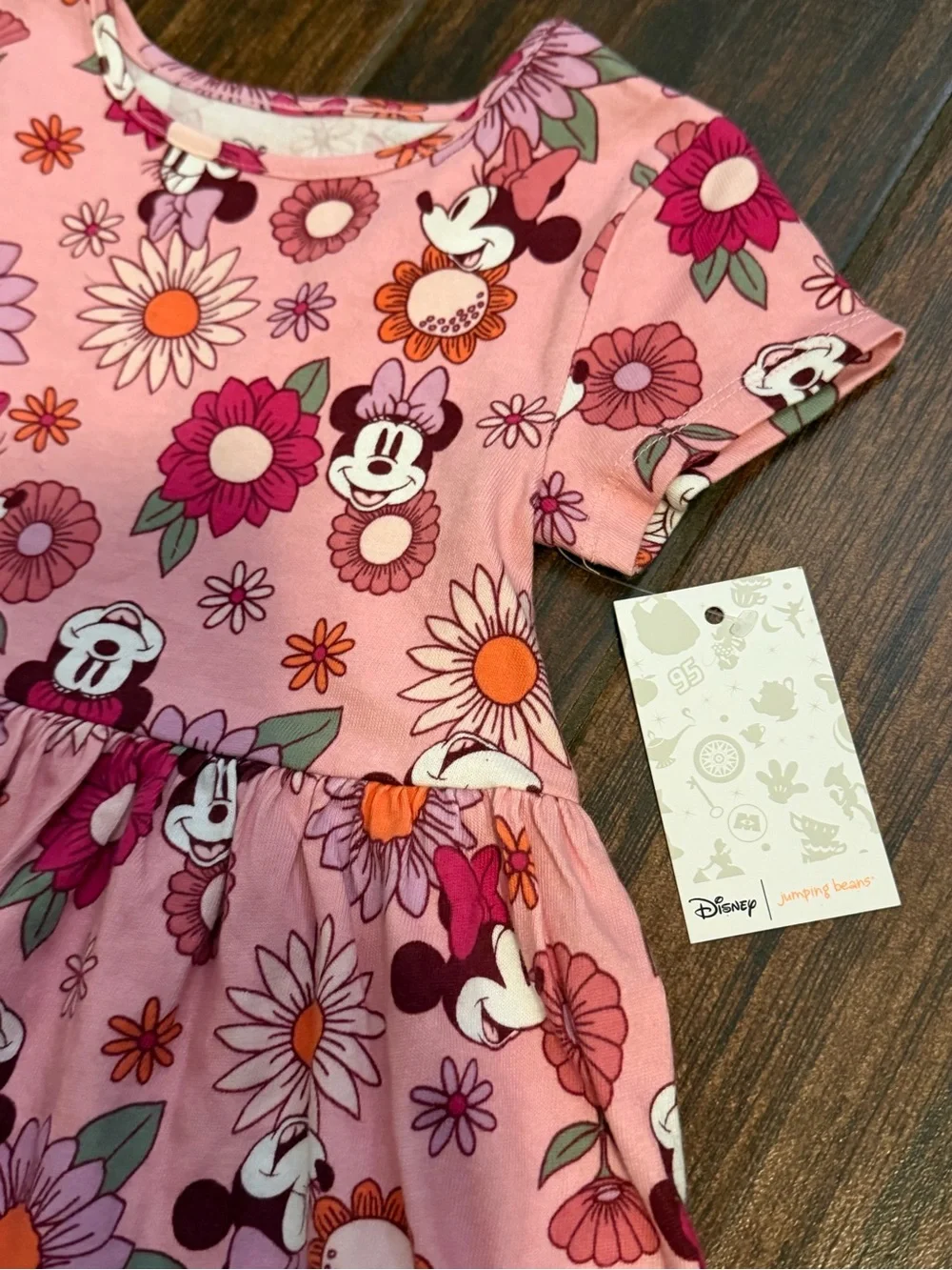 Disney Pink Floral Minnie Mouse Short Sleeve Dress